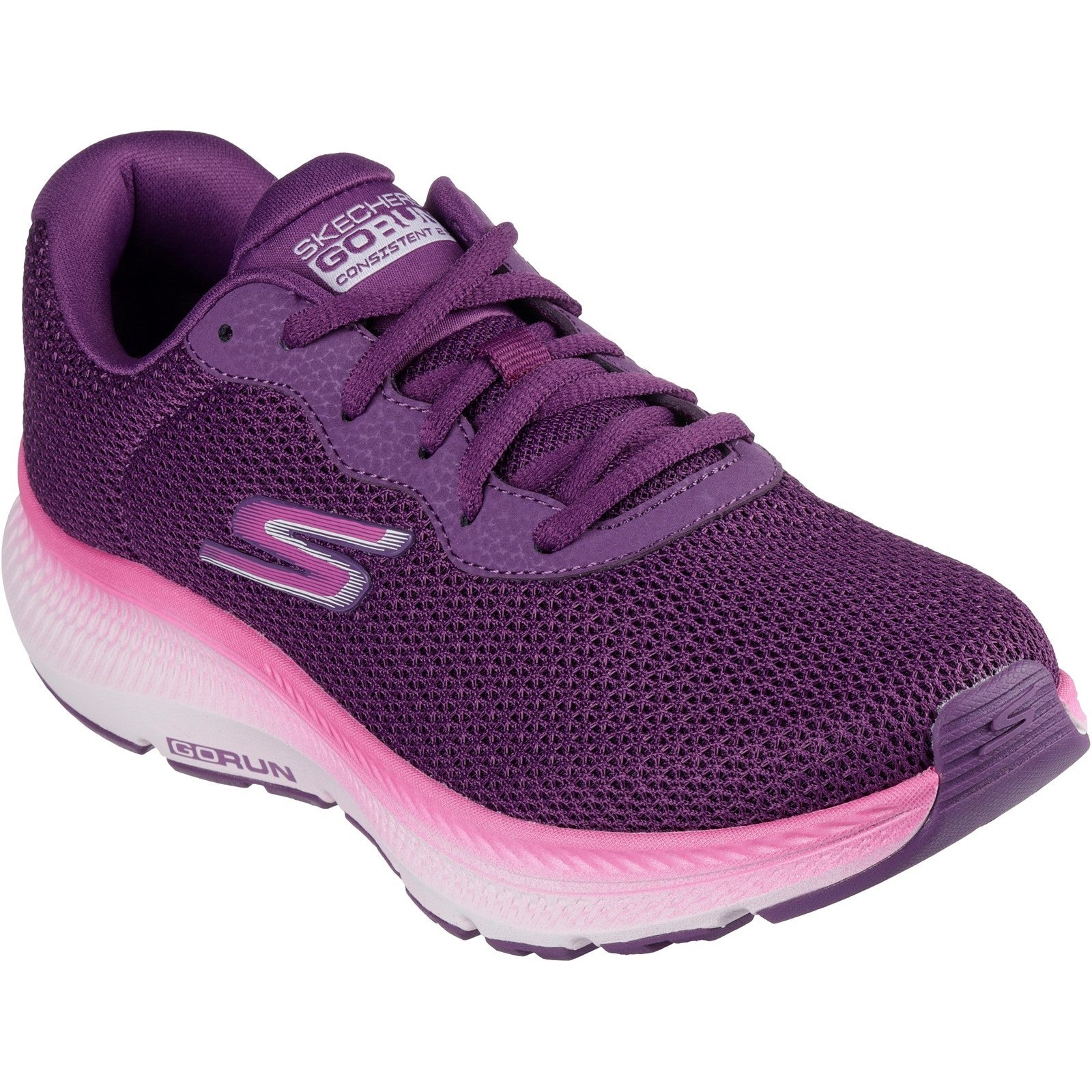 Skechers Womens Go Run Consistent 2.0 Fast Pace 128621-PLUM Plum Lace Up Shoe