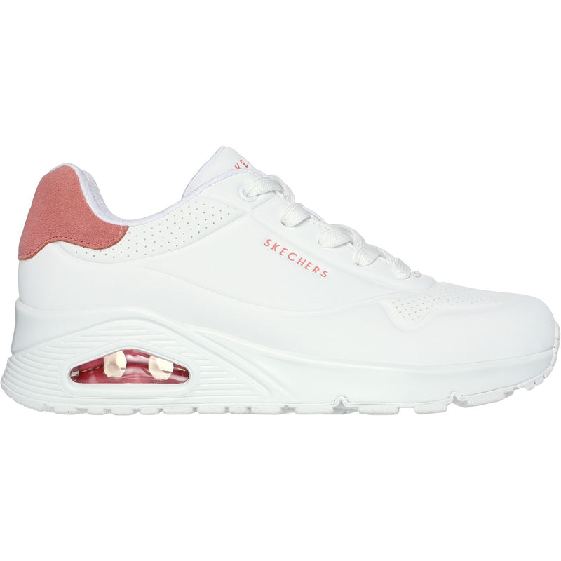 Skechers Womens Uno - Pop Back 177092-WCRL White/Coral Lace Up Shoe