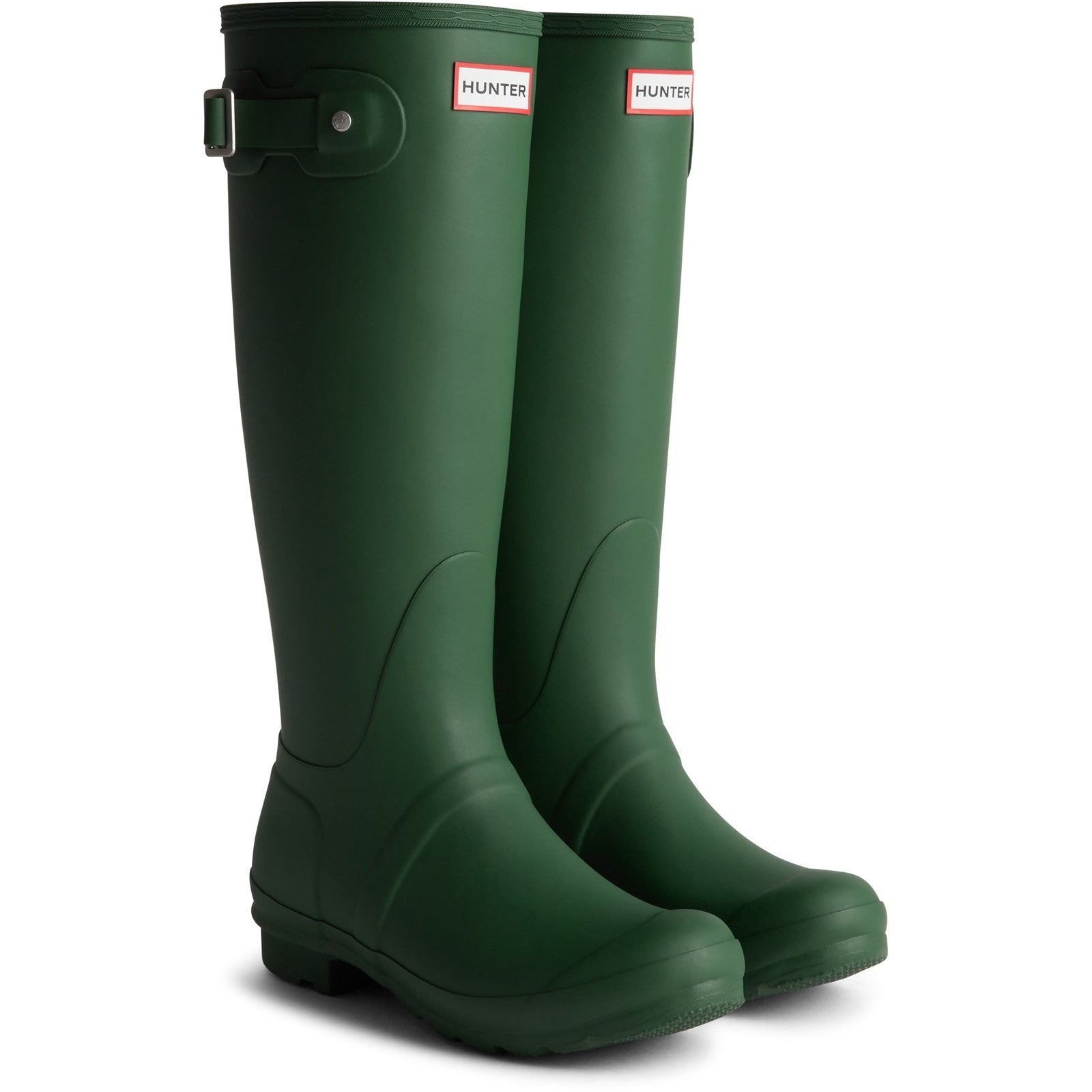 Hunter Womens Green HFRW0005242-HG Original Tall Tartan Back Strap Wellington Boots