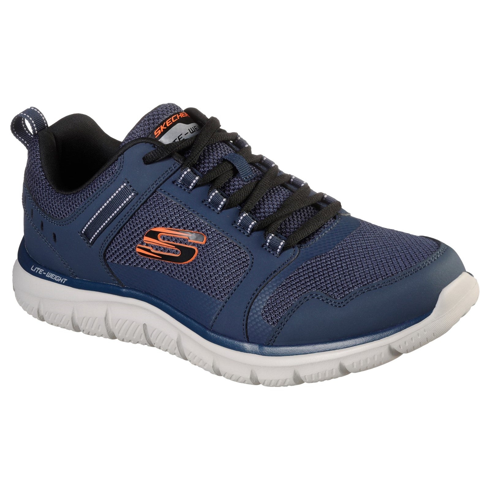 Skechers Mens Track Knockhill 232001-NVOR Navy/Orange Lace Up Shoe