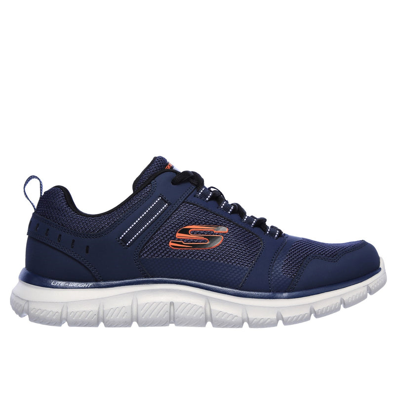 Skechers Mens Track Knockhill 232001-NVOR Navy/Orange Lace Up Shoe