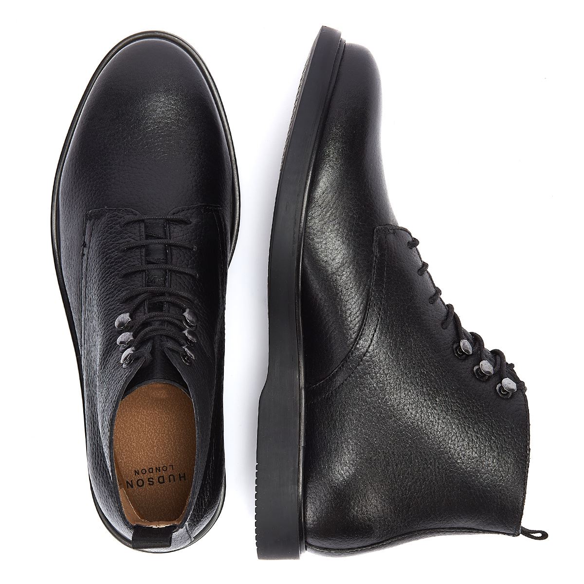 Hudson Battle Lace Leather Men's Black Boots