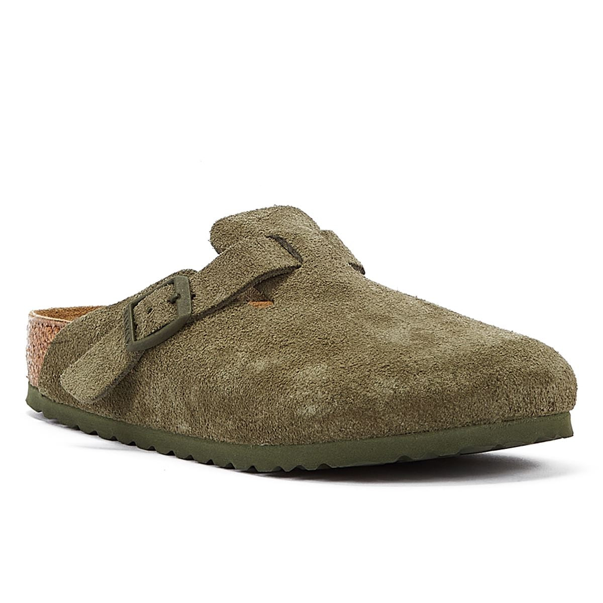 Birkenstock Boston Suede-Leather Thyme Green Clogs