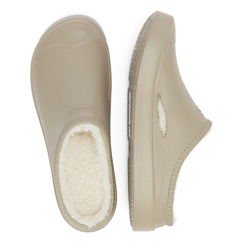 Hunter Bloom Lined Mule Alloy White Clogs