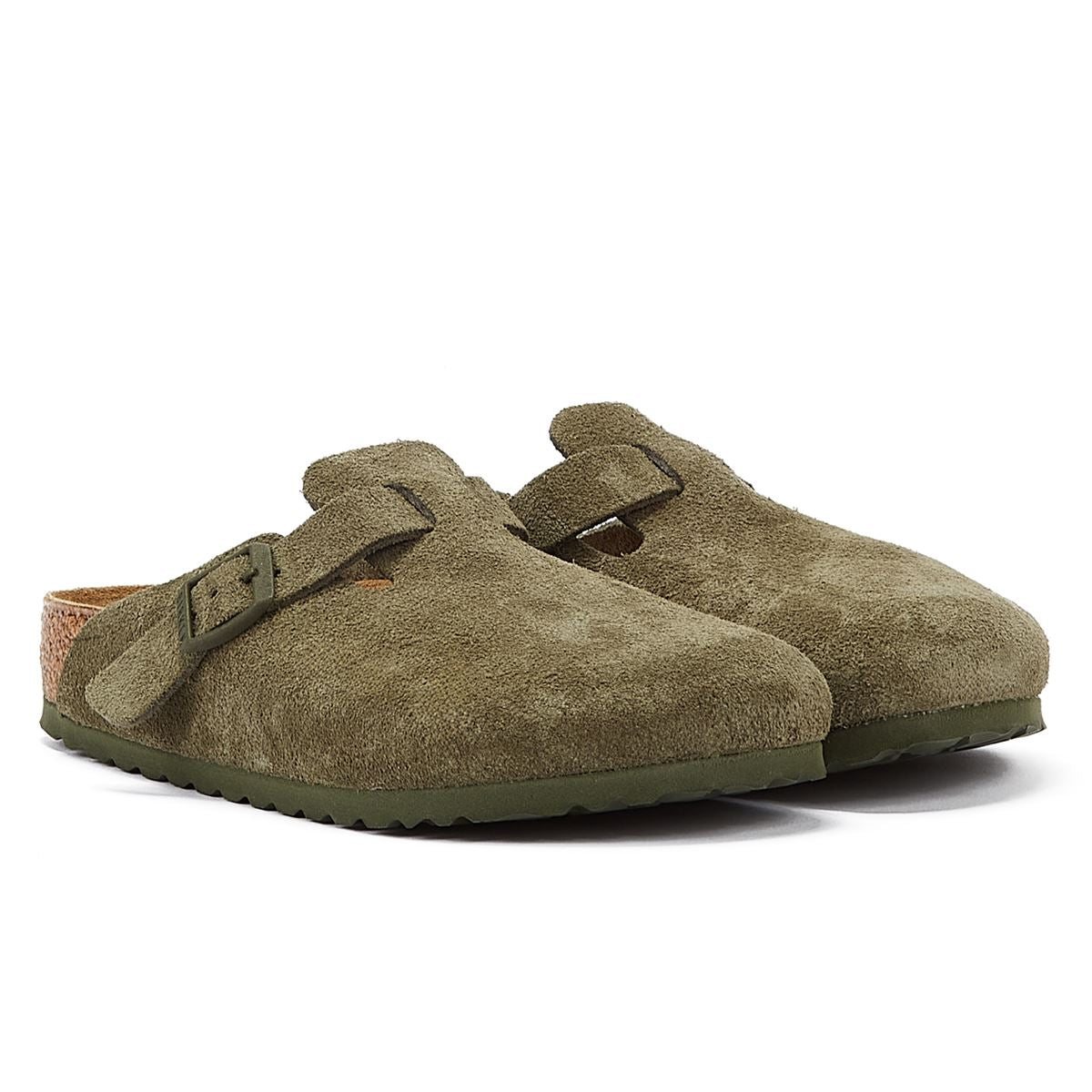 Birkenstock Boston Suede-Leather Thyme Green Clogs