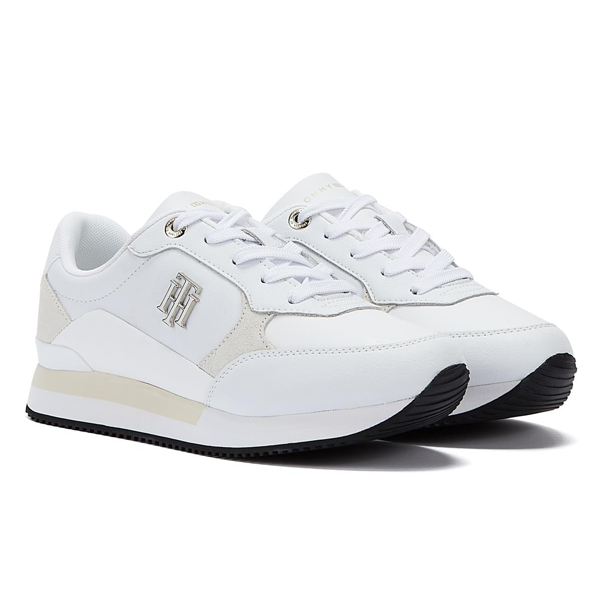 Tommy Hilfiger TH Emboss Metallic Sneaker Womens White/Gold Sneakers