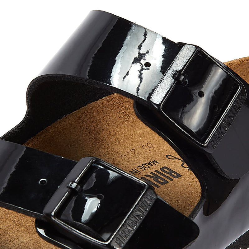 Birkenstock Arizona Birko Flor Patent Womens Black Sandals