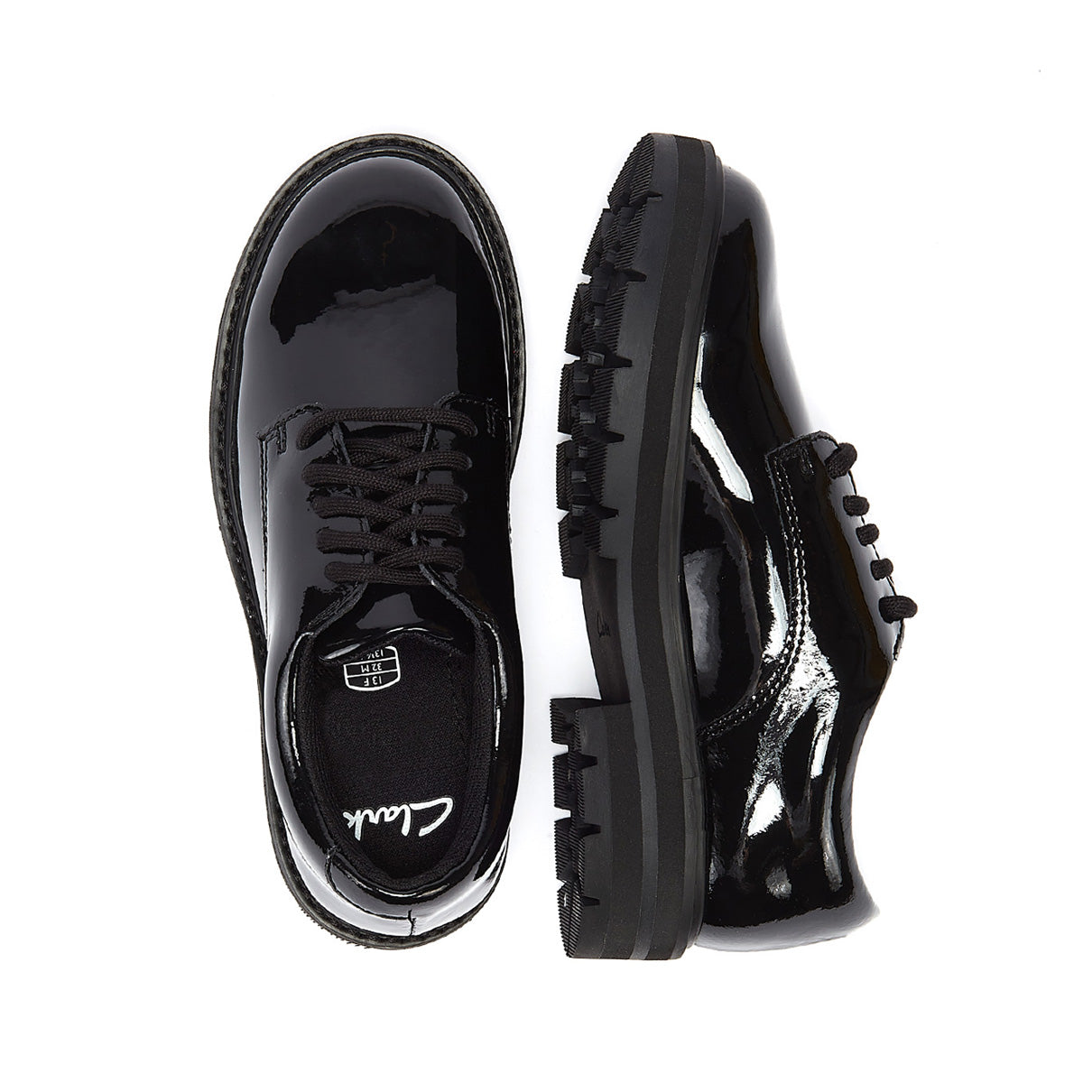 Clarks Prague Lace O Junior Black Shoes