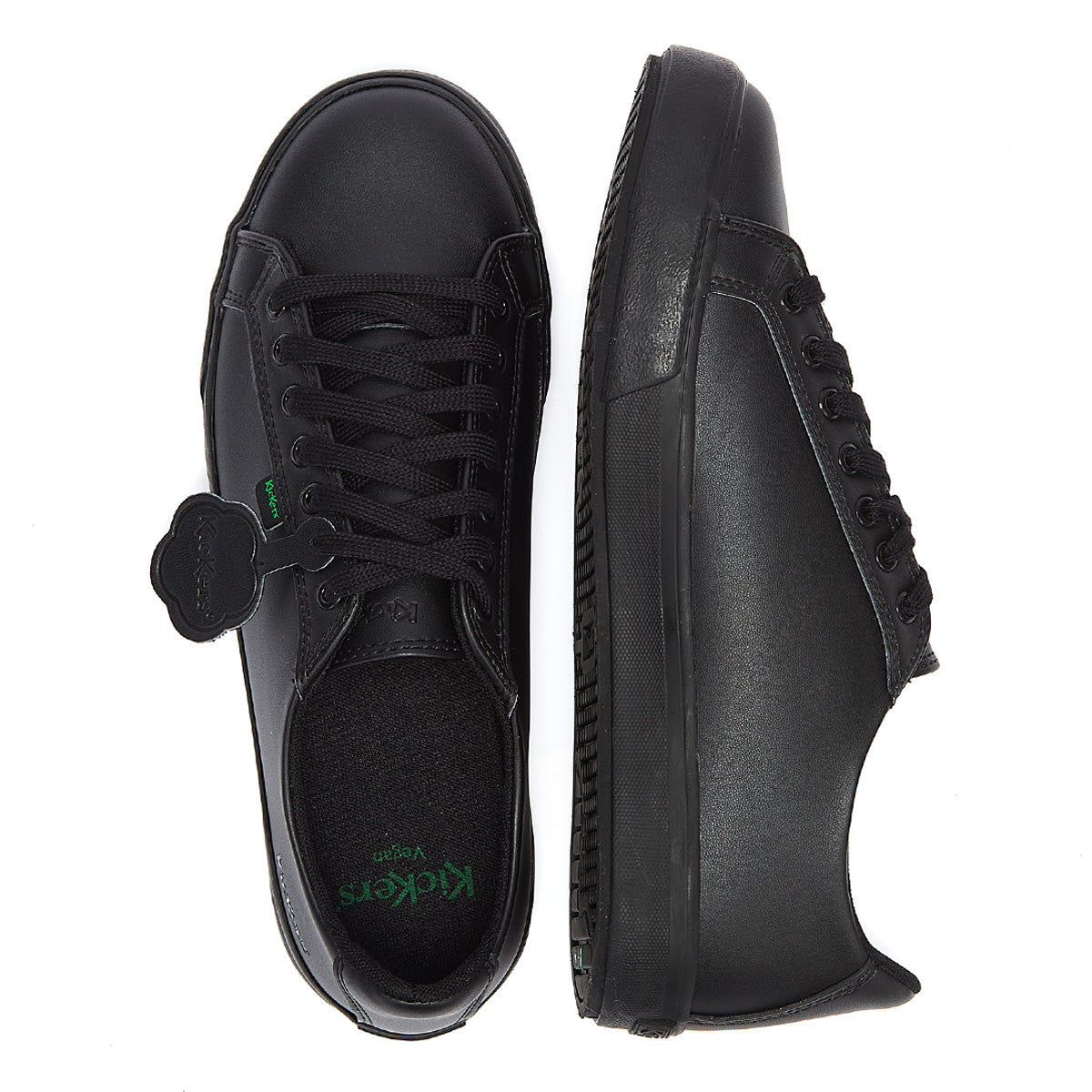 Kickers Youth Black Leather Tovni Lacer Sneakers