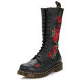Dr. Martens Vonda Womens Black Leather Embroidered Rose Mid Calf Boots