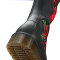 Dr. Martens Vonda Womens Black Leather Embroidered Rose Mid Calf Boots