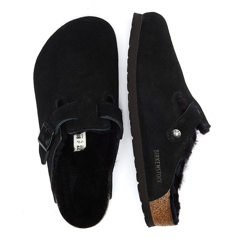 Birkenstock Boston Shearling Black Slippers