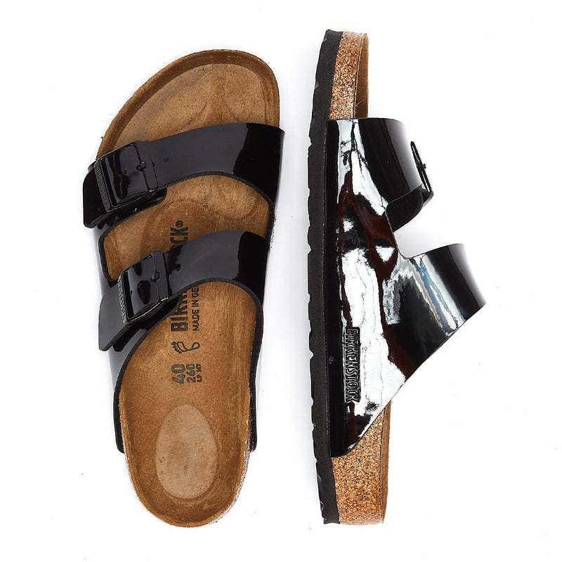 Birkenstock Arizona Birko Flor Patent Womens Black Sandals