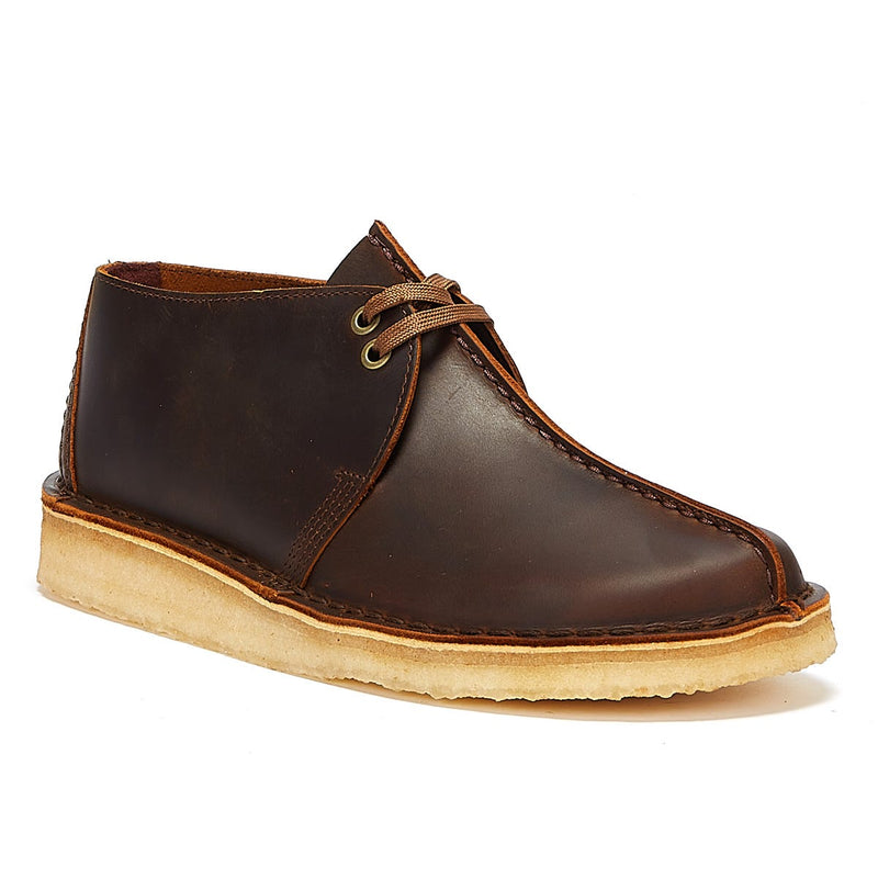 Clarks Originals Desert Trek Leather Mens Beeswax Brown Shoes – Tower ...