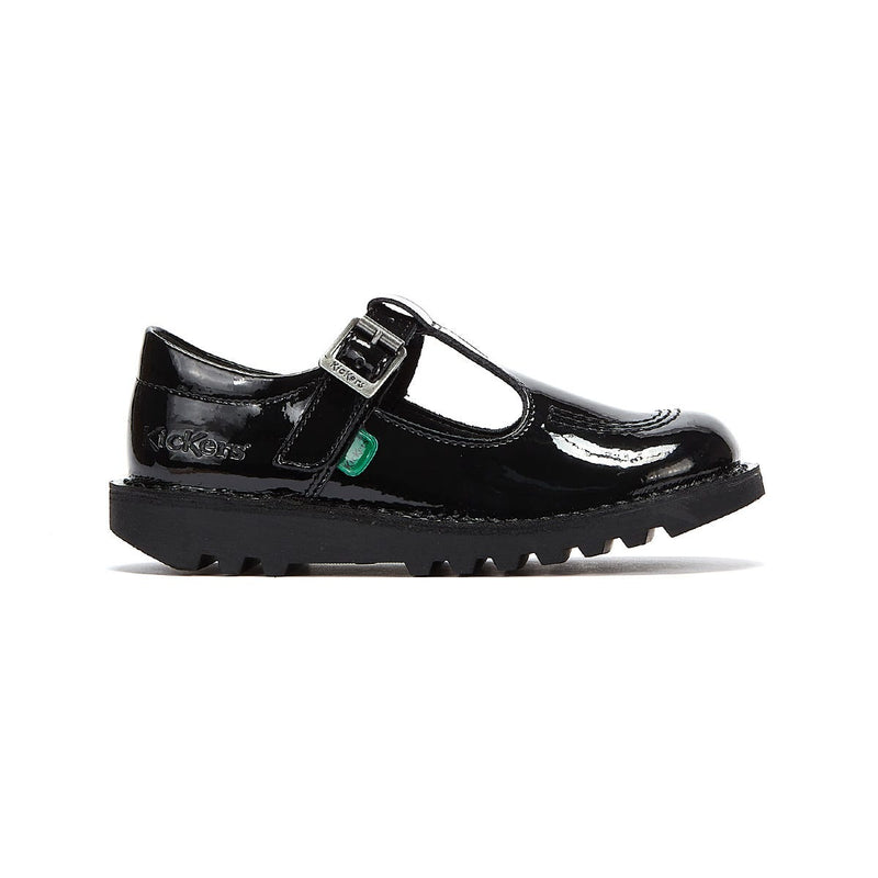 Kickers Junior Black Kick T Bar Patent Leather Shoes