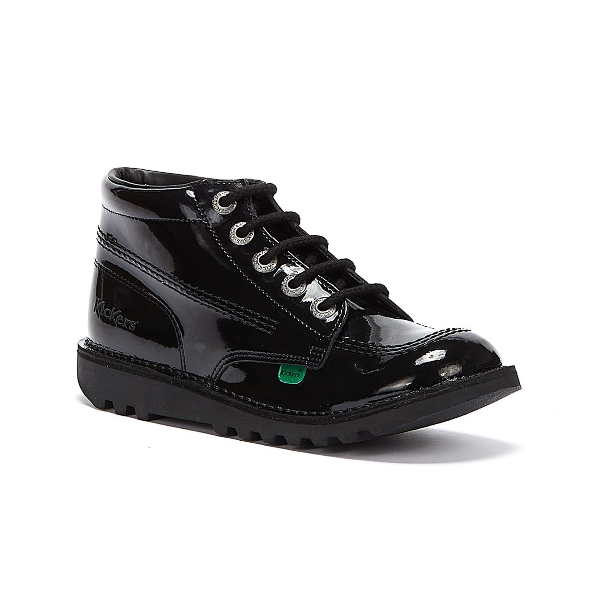 Kickers Youth Kick Hi Black Patent | TOWER London