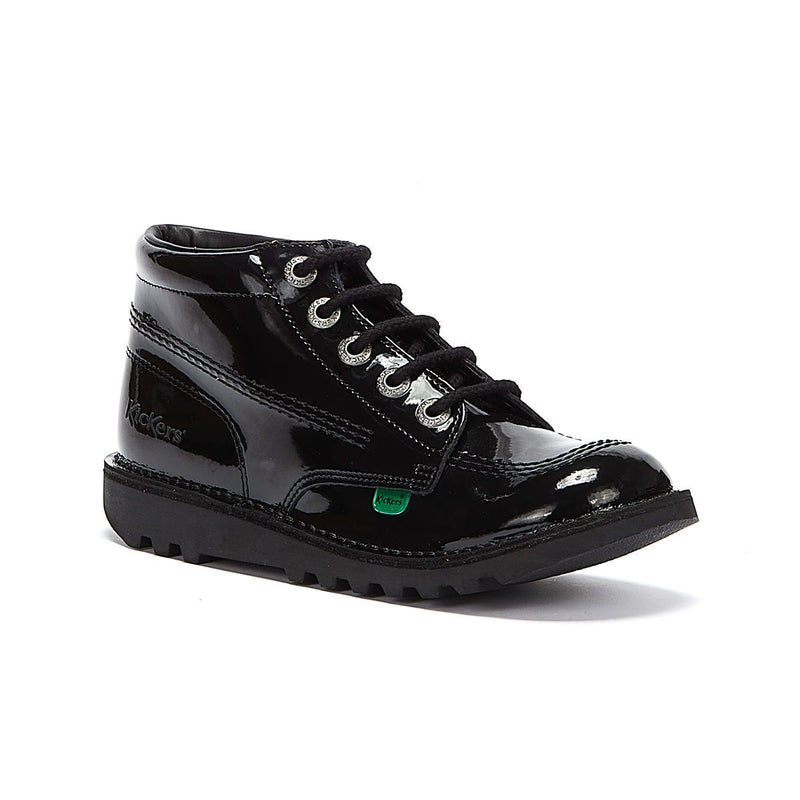 Kickers Youth Kick Hi Black Patent