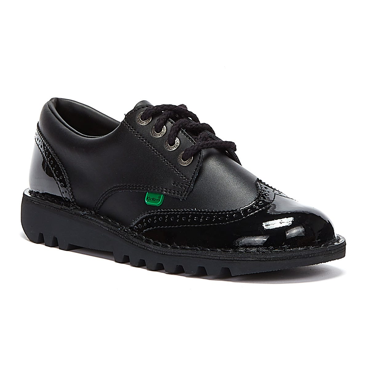 Kickers Womens Kick Lo Black Brogue Leather