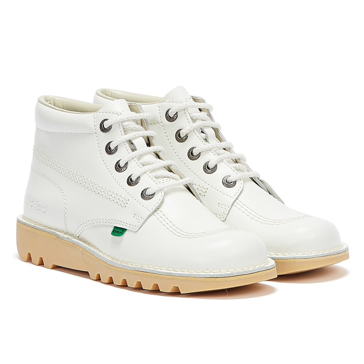 Kickers Kick Hi White Leather Boots