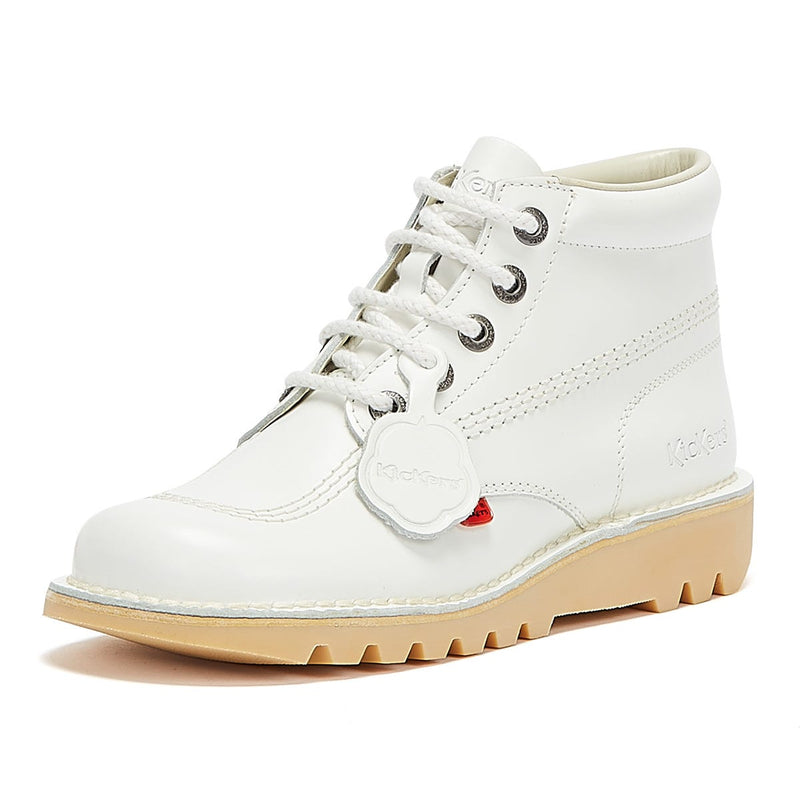 Kickers Kick Hi White Leather Boots