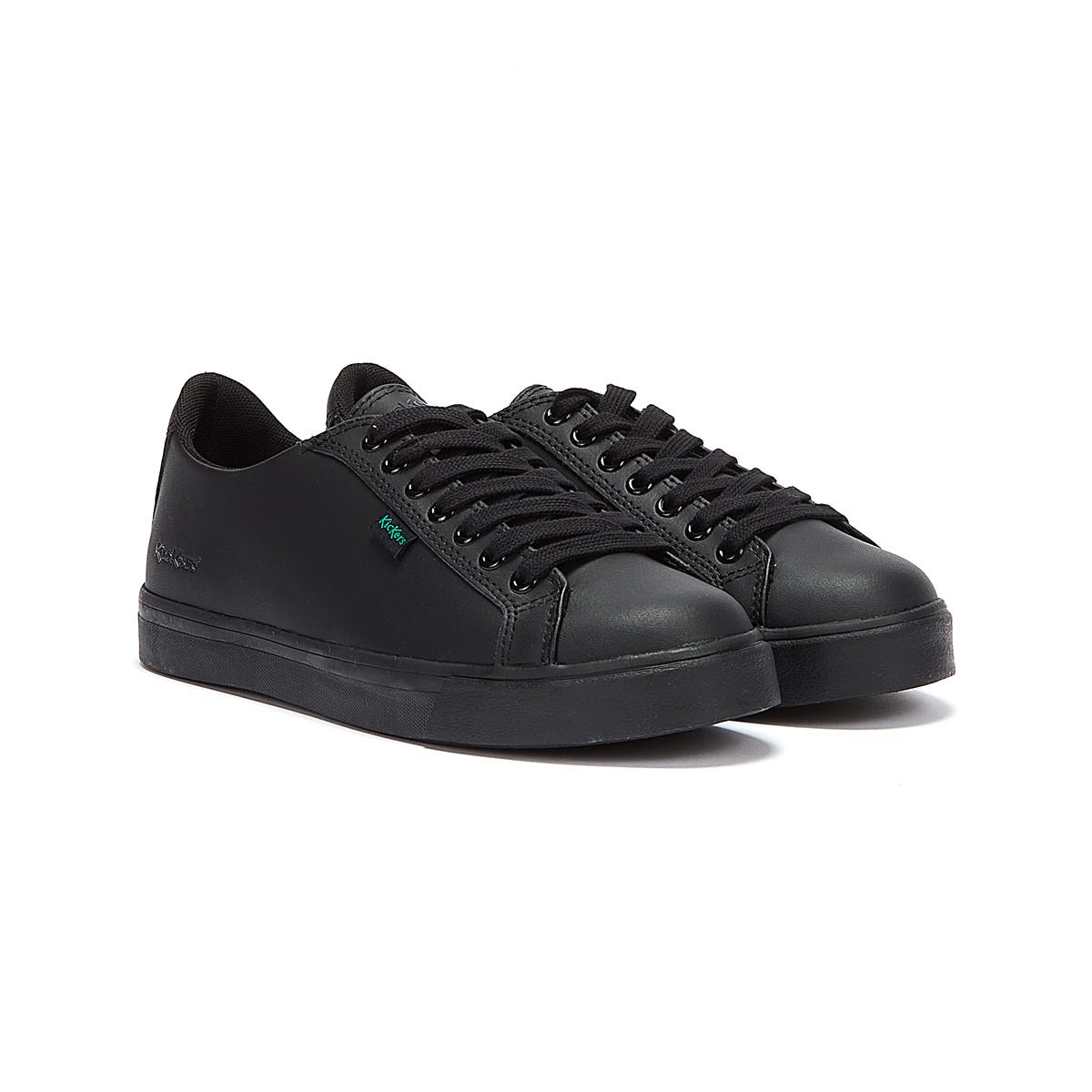 Kickers Youth Black Leather Tovni Lacer Sneakers