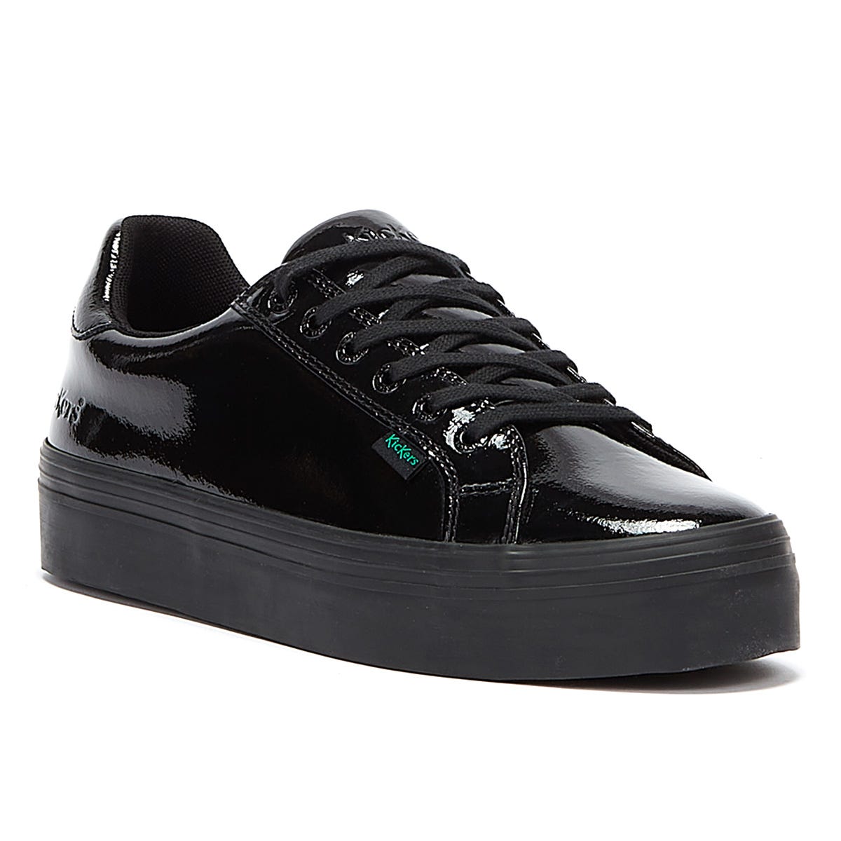 Kickers Tovni Stack Patent Leather Womens Black Sneakers