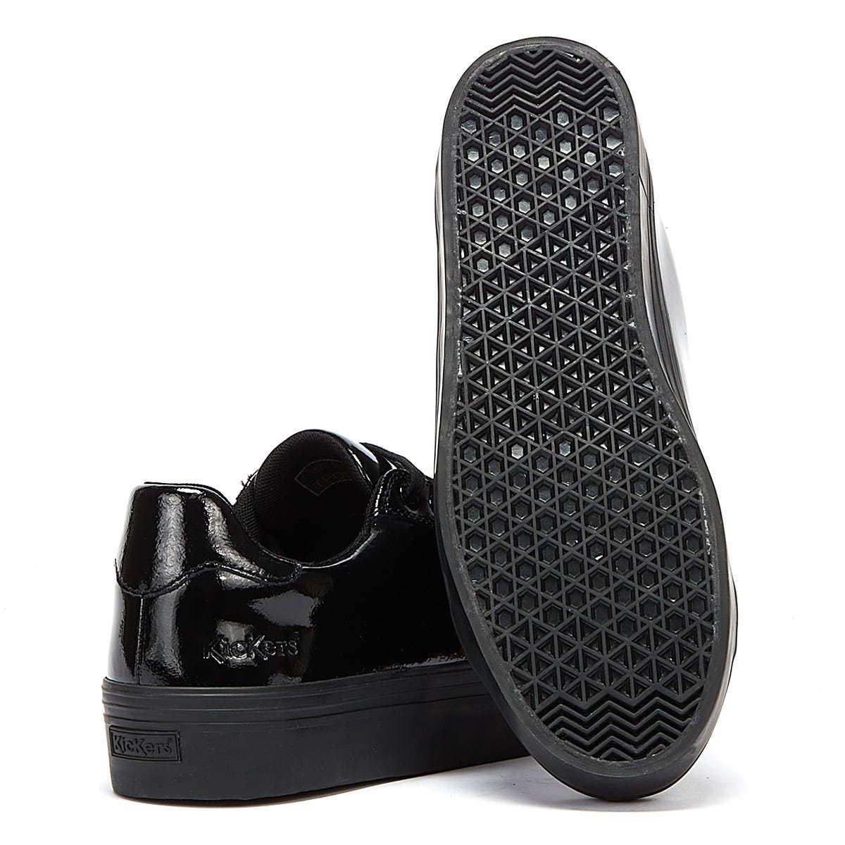 Kickers Tovni Stack Patent Leather Womens Black Sneakers