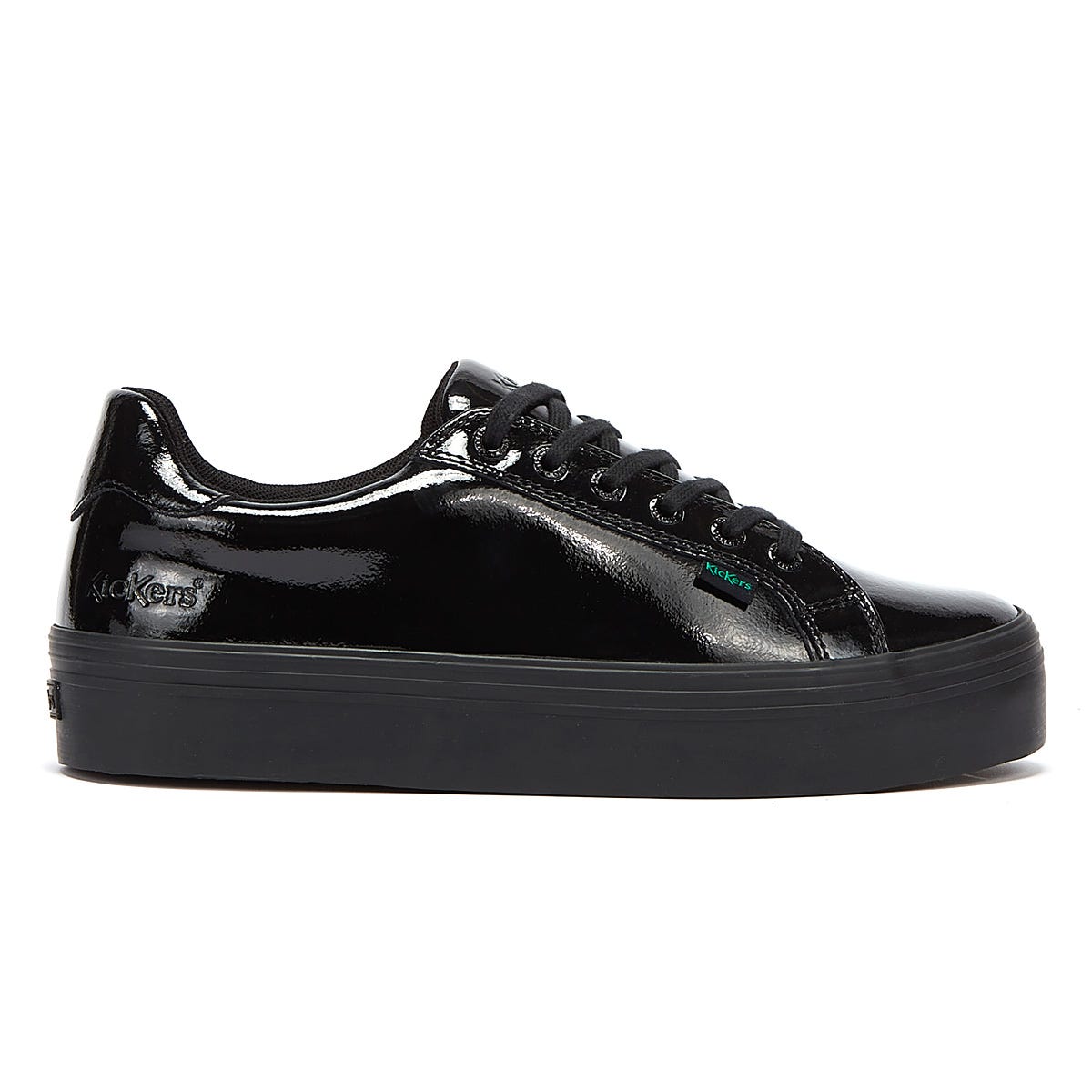 Kickers Tovni Stack Patent Leather Womens Black Sneakers