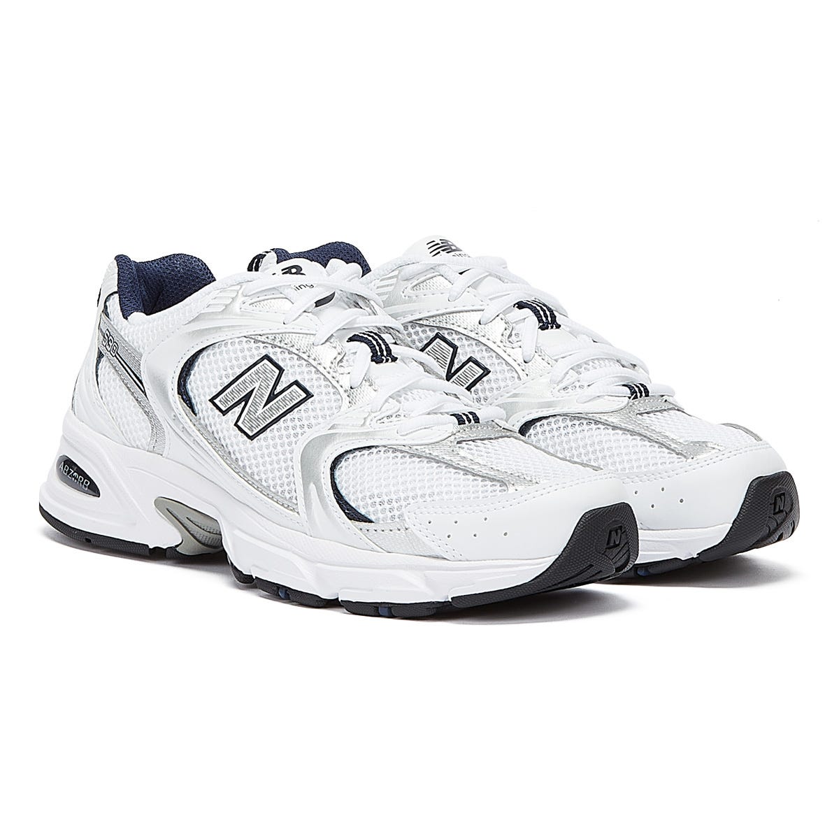 White nb store trainers