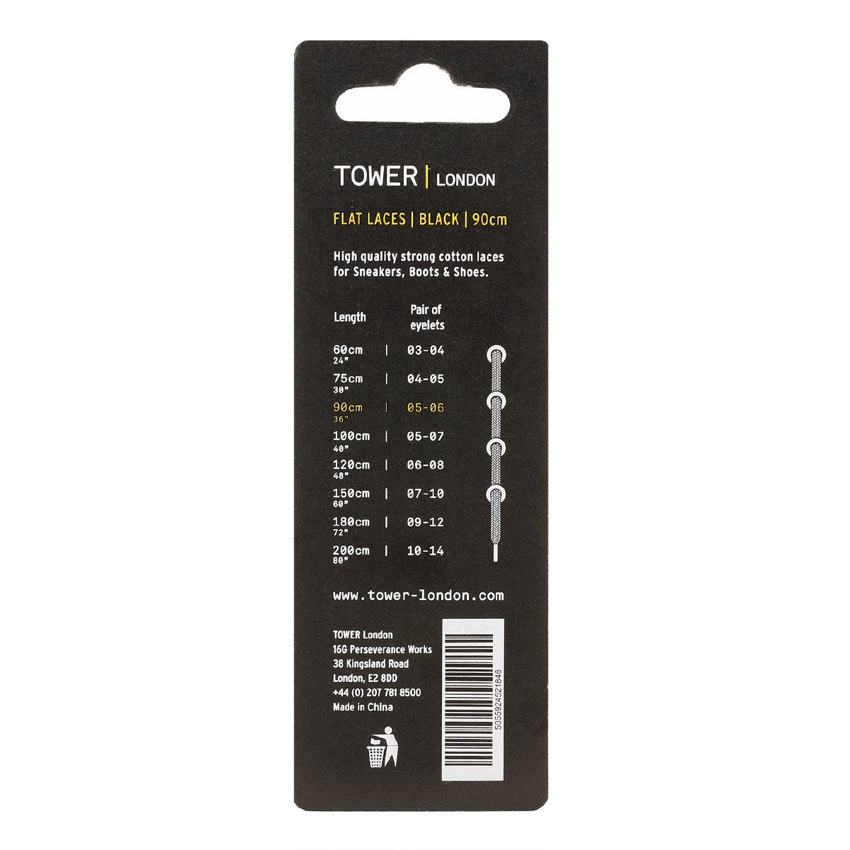 Tower London Black Flat Laces (90cm)