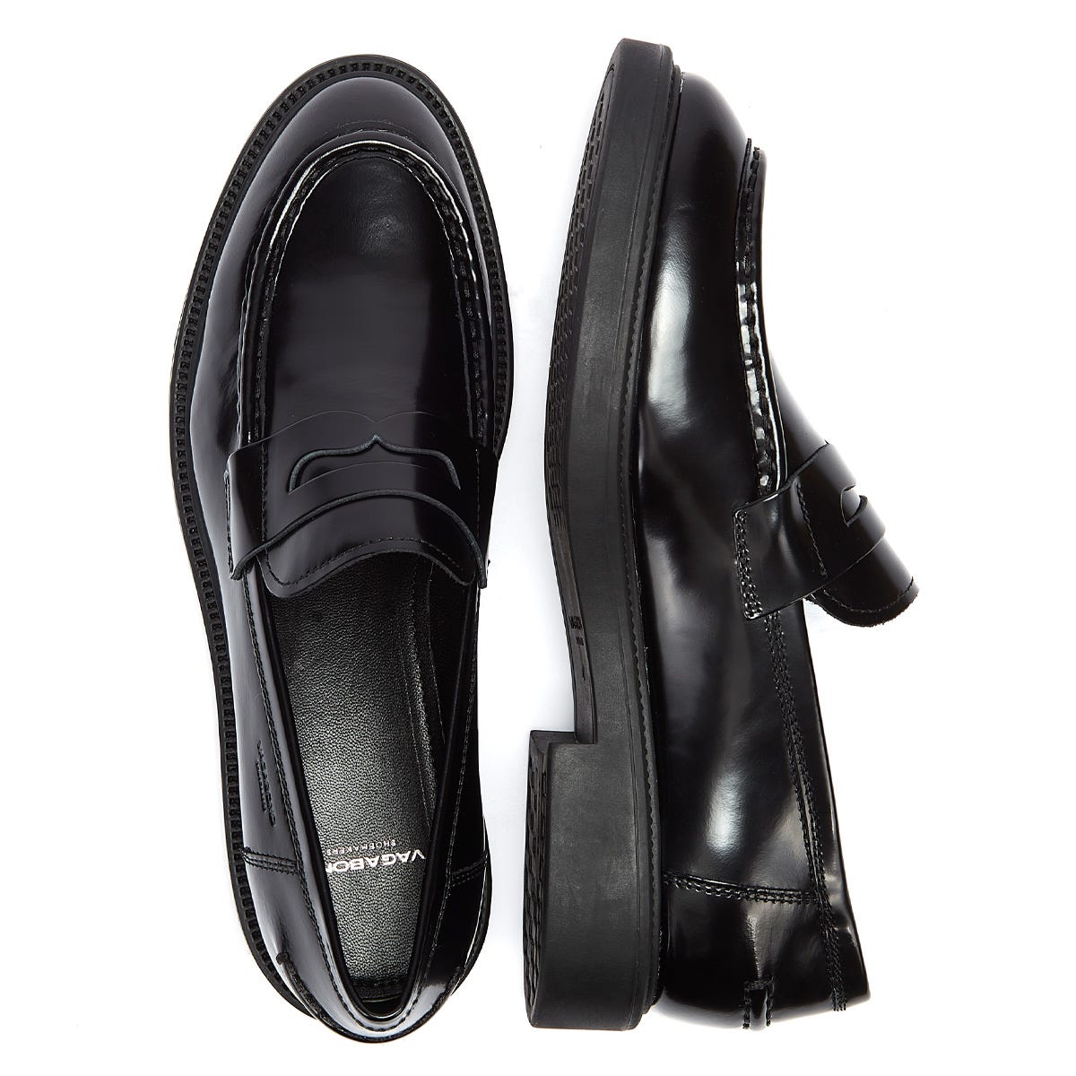 Vagabond Alex Polished Leather Womens Black Loafers